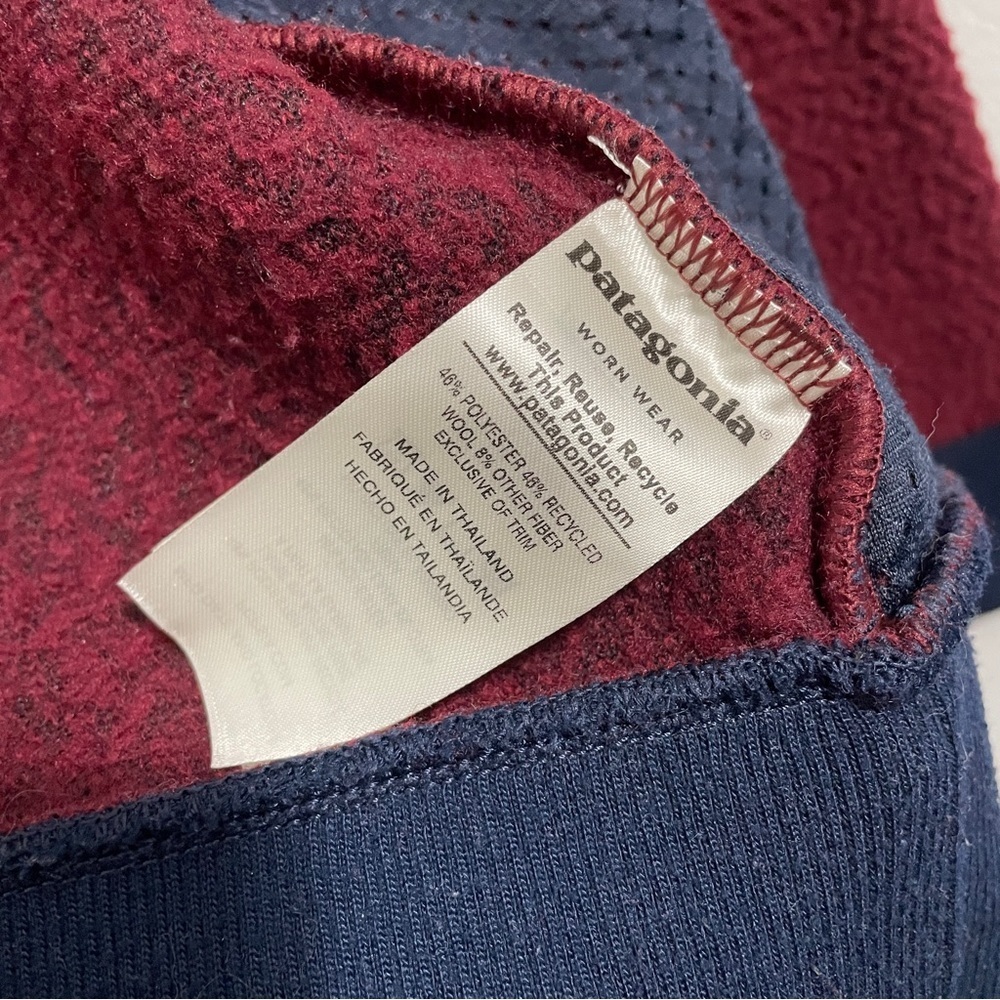 Patagonia Woolyester Fleece Jacket Full Zip Oxide Red Blue Womens Large L - Picture 14 of 16